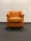 Orangefarbener Vintage Leder Clubsessel, 1980 1