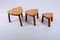 Brutalist Light Oak Triangular Side Tables in the style of Charlotte Perriand, 1960s, Set of 3 7