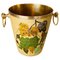 Cloisonné Champagne Bucket with Colored Floral Decor & Brass Handle, 1960s 1