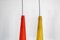 Pendant Lamp with Orange and Yellow Mouth-Blown Glass Shades, Italy, 1950s 4