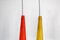 Pendant Lamp with Orange and Yellow Mouth-Blown Glass Shades, Italy, 1950s, Image 4