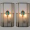 Frosted Stained Glass Silver Blue Wall Lights from PoliArte, 1970s, Set of 2 5