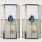 Frosted Stained Glass Silver Blue Wall Lights from PoliArte, 1970s, Set of 2 7