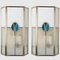 Frosted Stained Glass Silver Blue Wall Lights from PoliArte, 1970s, Set of 2, Image 7