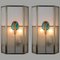 Frosted Stained Glass Silver Blue Wall Lights from PoliArte, 1970s, Set of 2 2