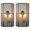 Frosted Stained Glass Silver Blue Wall Lights from PoliArte, 1970s, Set of 2 1
