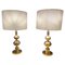 Gilded Ball Lamps attributed to Boulanger, 1970s, Set of 2 1