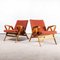 Upholstered Armchairs in Deep Red from Frantisek Jirak, 1950s, Set of 2 1