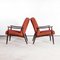 Fauteuils d'Origine Rouge Foncé par Jaroslav Smidek, 1950s, Set de 2 5