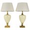 Italian Table Lamps in Cream Porcelain and Brass by Zonca, 1970s, Set of 2 1