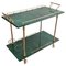 Italian Green Bar Cart in Lacquered Goatskin from Aldo Tura, 1975 1