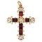 Modern 18 Karat Yellow Gold Cross Pendant with Garnets and Diamonds 1