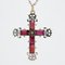 Modern 18 Karat Yellow Gold Cross Pendant with Garnets and Diamonds 8