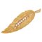 18 Karat Yellow Gold Feather Brooch with Cultured Pearl, 1960s 1