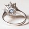 18 Karat White Gold Daisy Ring with Sapphire and Brilliant Cut Diamonds, 1960s, Image 4