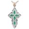 Rose Gold and Silver Cross Pendant with Emeralds and Diamonds, 1970s, Image 1