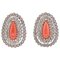 Rose Gold and Silver Earrings with Coral and Diamonds, 1960s, Set of 2 1