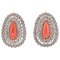Rose Gold and Silver Earrings with Coral and Diamonds, 1960s, Set of 2, Image 1
