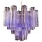 Lámpara de araña de cristal de Murano con 36 tubos de vidrio amatista, años 90, Imagen 1