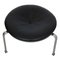 PK-33 Footstool in Patinated Black Leather by Poul Kjærholm for Fritz Hansen, 1980s 2