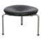 PK-33 Footstool in Patinated Black Leather by Poul Kjærholm for Fritz Hansen, 1980s 1