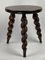 Modernist French Farm Stool with Cork Screw Legs, 1950s, Image 1