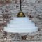 Mid-Century French White Opaline Glass Brass Top Pendant Lights 6