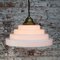 Mid-Century French White Opaline Glass Brass Top Pendant Lights 8