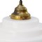 Mid-Century French White Opaline Glass Brass Top Pendant Lights 4