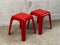 Small Red Table Stool by Castiglioni Gaviraghi Lanza for Valenti Milan, 1980s, Image 4