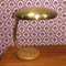 Lámpara de mesa UFO de latón y madera, años 70, Imagen 1