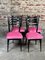 Vintage Black Wood & Pink Velvet Side Chairs, Italy, 1950s, Set of 4, Image 1