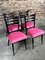 Vintage Black Wood & Pink Velvet Side Chairs, Italy, 1950s, Set of 4 3