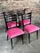 Vintage Black Wood & Pink Velvet Side Chairs, Italy, 1950s, Set of 4, Image 3