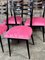 Vintage Black Wood & Pink Velvet Side Chairs, Italy, 1950s, Set of 4 2