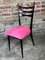 Vintage Black Wood & Pink Velvet Side Chairs, Italy, 1950s, Set of 4 8