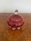 Antique Victorian Cranberry Glass Lidded Bowl, 1860 5