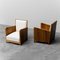 Leather and Wood Armchairs, 1940s, Set of 2, Image 1