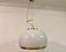 Lámpara colgante italiana de latón cepillado y vidrio blanco, años 60, Imagen 2