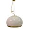 Italian Brushed Brass and White Glass Pendant Light, 1960s, Image 10