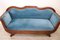 Frühes 19. Jh. Sofa aus Nussholz mit Intarsien und blauem Samtbezug 10