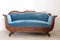 Early 19th Century Inlaid Walnut Sofa with Blue Velvet Upholstery 4