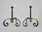 Large Chimney Andirons in Cast Iron and Gilt Metal, France, 19th Century, Set of 2 1