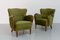Danish Art Deco Green Velvet Lounge Chairs, 1940s. Set of 2 1