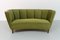 Danish Art Deco Green Velvet Banana Sofa, 1940s 1