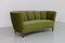 Danish Art Deco Green Velvet Banana Sofa, 1940s 3