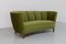 Grünes dänisches Art Deco Bananensofa aus Samt, 1940er 3