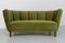 Danish Art Deco Green Velvet Banana Sofa, 1940s 16