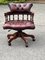 Buttoned Back Captains Swivel Chair in Red Leather 6