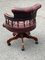 Buttoned Back Captains Swivel Chair in Red Leather 9